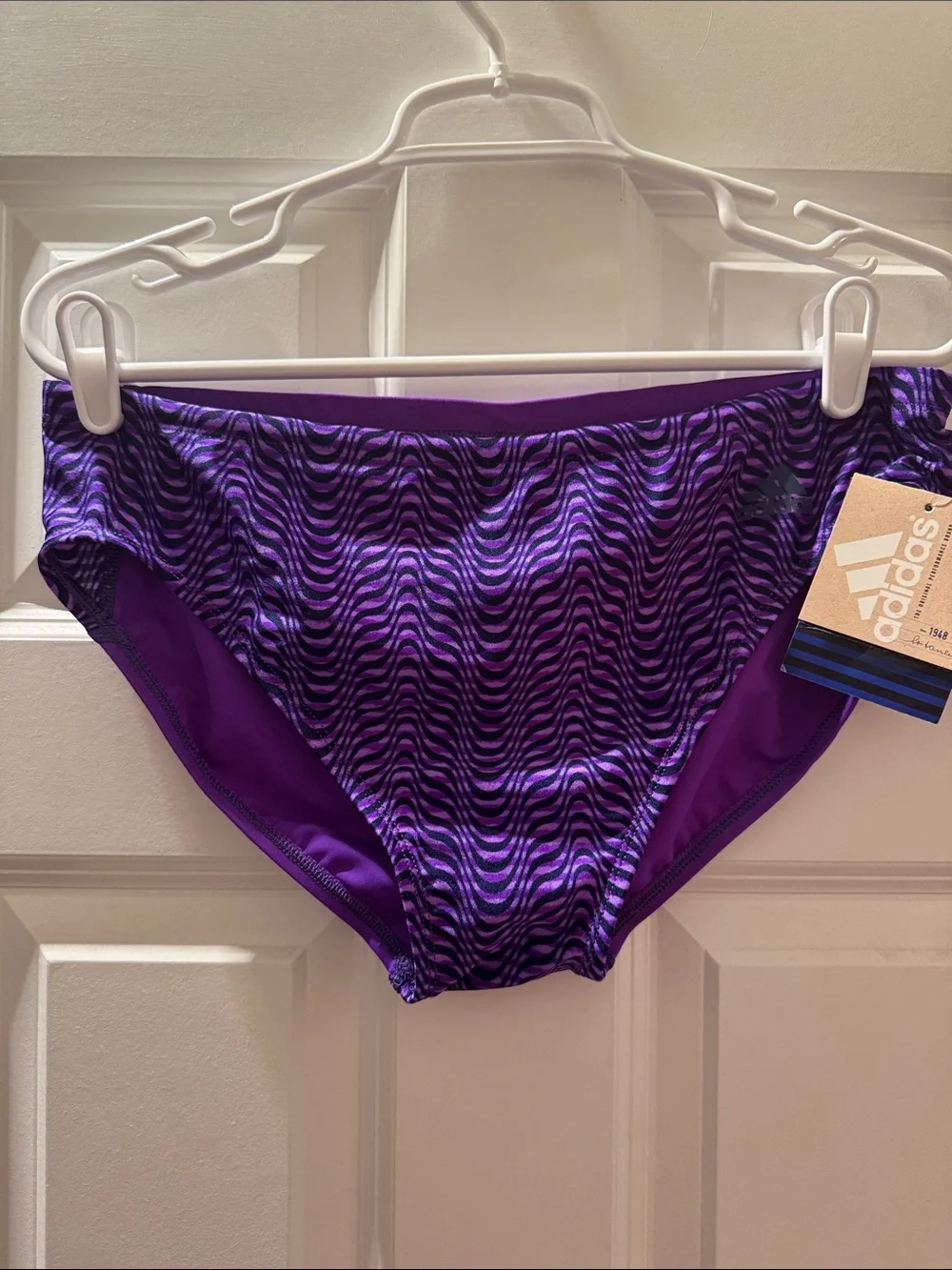 Adidas Purple Men’s Wave-Stripe Swim Briefs Size 38